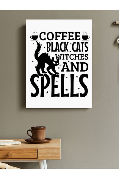 Cemira Pictură de perete cu panou din lemn Spell Cat Coffee Kitchen Design (185 x 270 mm)