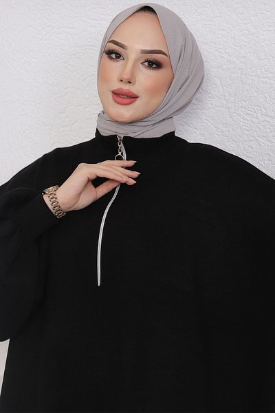 InStyle Sara Knitwear με φερμουάρ - Μαύρο