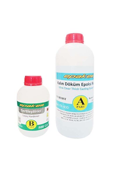 Epakem Kalın Döküm Epoksi Reçine Sertleştirici 1000gr 500gr (geniş Alanda Kalınlık Maksimum 10cm