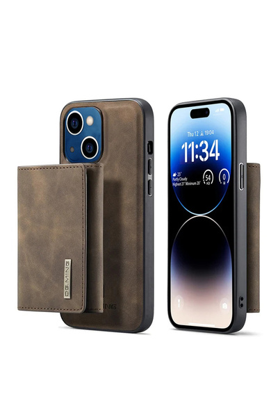 Merwish Apple Iphone 13 Ve 14 Uyumlu Deri (SUNİ) Manyetik Ayrılabilen Cüzdanl...