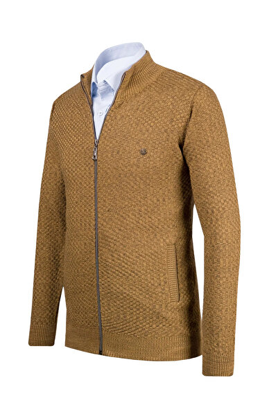 Çizgi Triko Ανδρικό πλεκτό μπουφάν με τσέπες με φερμουάρ, μοτίβο, μανίκια και μέση ελαστική κανονική εφαρμογή