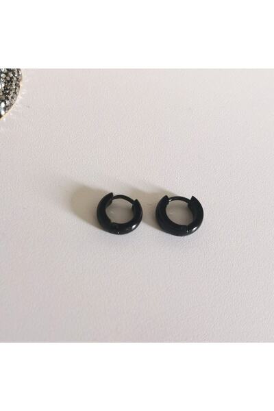 Bylin Surgical Steel Black Hoop Earring - Ring Diameter 7 Mm