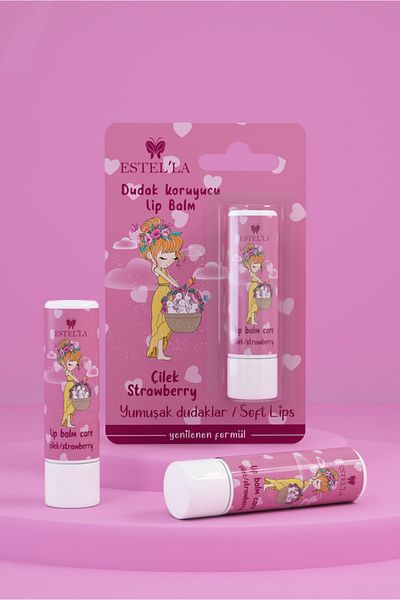 Estella End for Dry, Cracked Lips: Strawberry - Lip Care Cream, Gloss, Moisturizing Lip