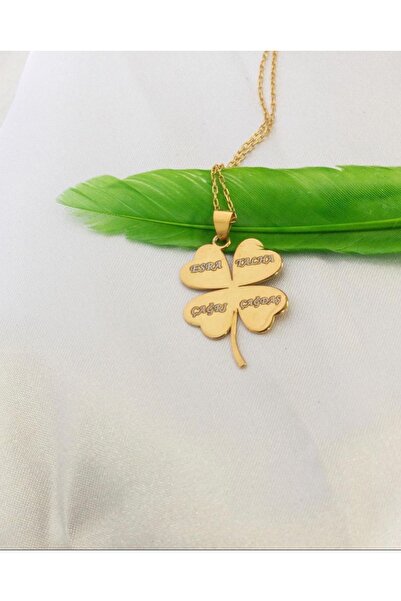 GÜR Kuyumculuk 925 Ayar Gümüş Kolye Rodyumlu - 4 Yapraklı Yonca Kolye Kalın M...