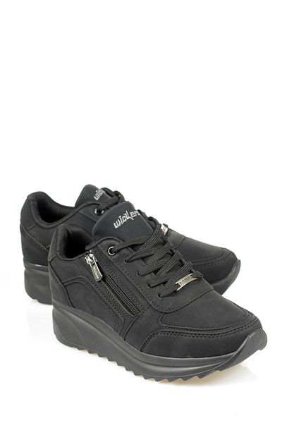 Wickers Pantofi sport ortopedici cu fermoar din nubuc negru