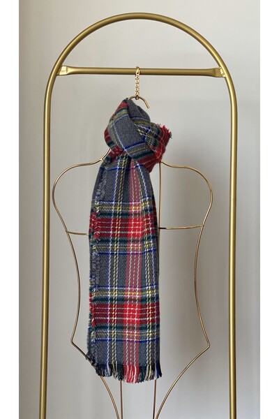 TEK atkı şal ekoseli yumuşak dokulu