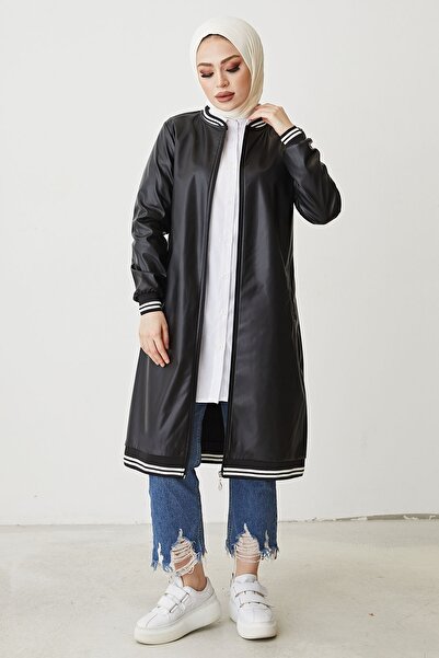 InStyle Fermuarlı Kolej Deri Kap - Siyah