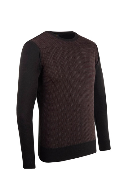 Çizgi Triko Чоловічий светр з круглим вирізом, рукавами з візерунком і еластичною талією, класичний крій