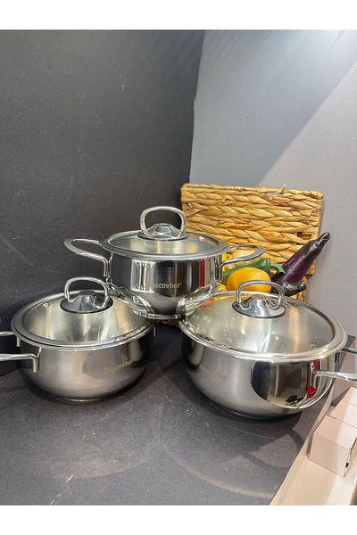 Peramari Has Cevher Çelik Kumsal 6 Piece Casserole Set