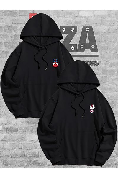 Joza Outdoors Femei Bărbați Unisex Hello Kitty Spiderman Lover Couple Combinație Design Hanorac cu glugă Set de 2