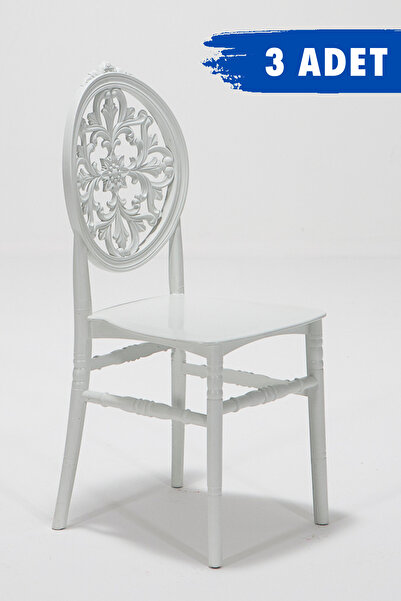 MOBETTO 3 Adet Venüs Beyaz Pratik Sandalye / Balkon-bahçe-mutfak