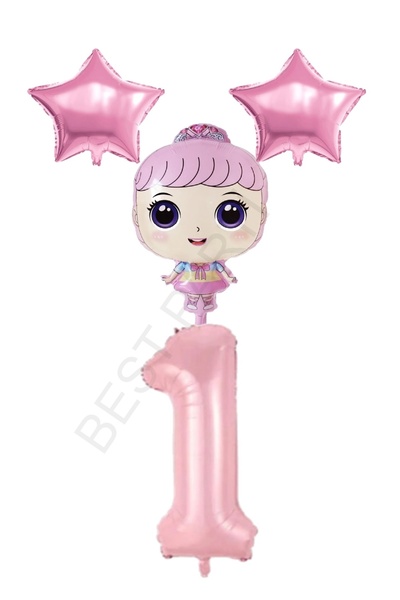 BEST PARTİ DOĞUM GÜNÜ PARTİ SÜSLERİ Pink Color Baby Number and Star Foil Ball...