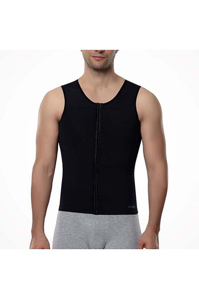 Aurafix Men's Liposuction Gynecomastia Vest Corset with Chest-Abdominal Clasp (Beige) LC-1720