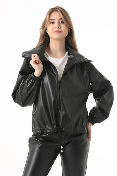 Asist Zippered Stand Collar Leather Jacket