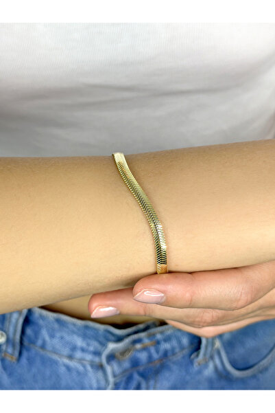 Jewel by Aila 4 Mm. Balık Pulu Yılan Sırtı Altın Kaplama Kadın Gümüş Zincir B...