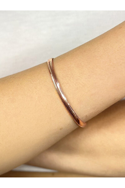 Jewel by Aila 4 Mm. Balık Pulu Yılan Sırtı Rose Gold Kaplama Kadın Gümüş Zinc...