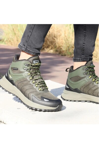 Jump 28680 Haki - Siyah Erkek Outdoor Su Geçiemez Bağcıklı Bot