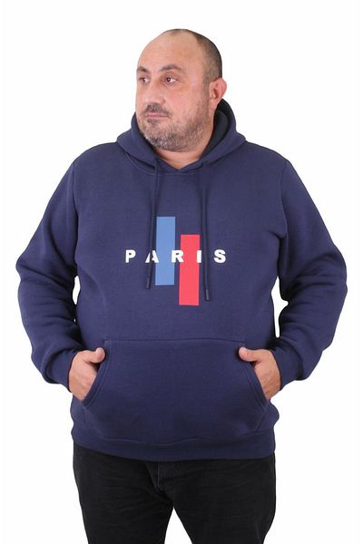 MocGrande Ανδρικό μεγάλο μέγεθος με κουκούλα ιδρώτα Paris 23209 INDIGO