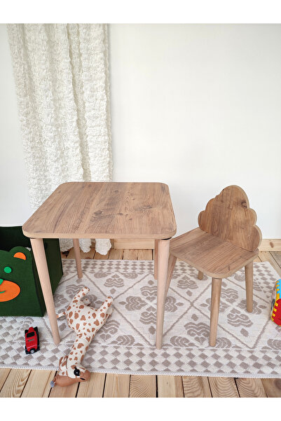varje Çam Bulut Çocuk Masa Sandalye Takımı Aktivite Masası Çalışma Masası 1 A...