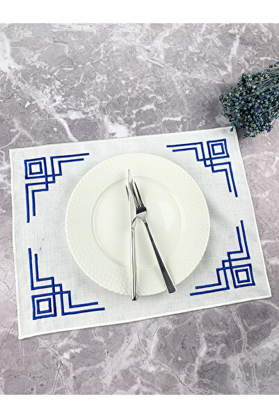 WEARE2 Culoare albă, albastru brodat, dreptunghiular, 34x44cm, serviciu american