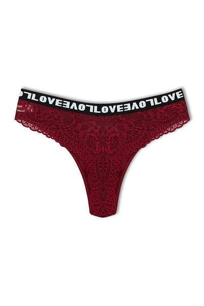 HNX Bumbac Dantela Spate LOVE Cauciuc Thong Chiloți Damă