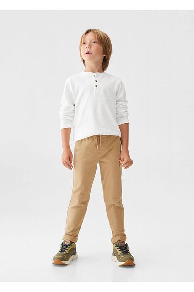 MANGO Kids Stretch βαμβακερό παντελόνι