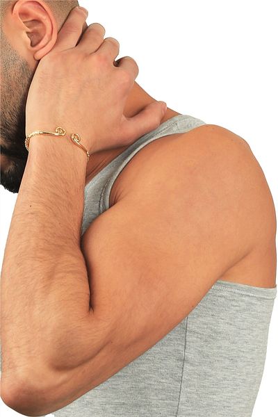 LABALABA Men's Lacquer Gold Color Plated Adjustable Open Band Spiral Form Bracelet