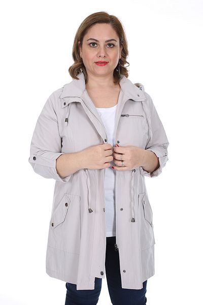 Brendon Women's Large Size Cotton Seasonal Trench Coat 3019