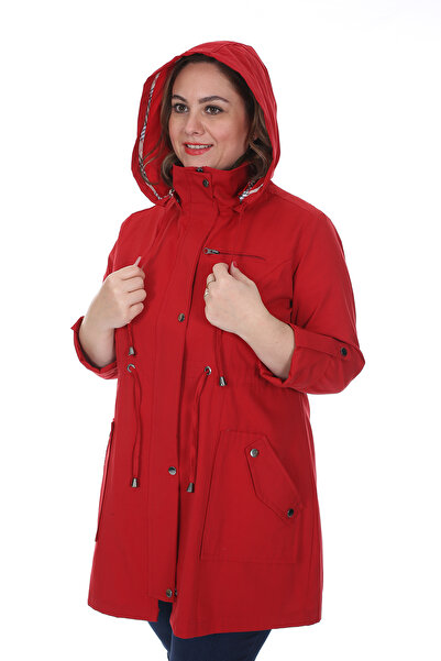 Brendon Kadın Büyük Beden Pamuklu Mevsimlik Trençkot 3019