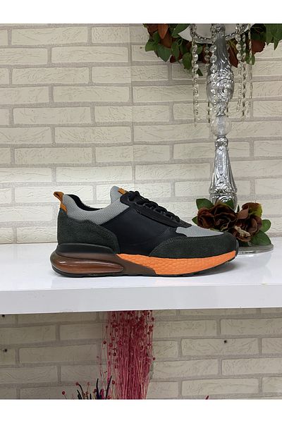 PUNTO piele naturală negru gri portocaliu pantofi ortopedici pentru bărbați sport aer liber