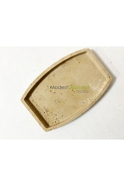 Modestmar Natural Travertine Marble Tray, Bathroom Organizer, Presentation Plate, Organizer Oval 20x30cm