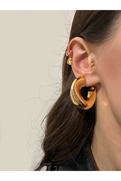 Okko Store Dalgalı Halka Küpe