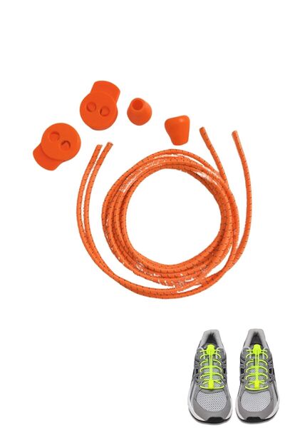 Shoes Comfort Smart Laces, Practical Elastic Shoelaces 100 Cm ORANGE 1 Piece