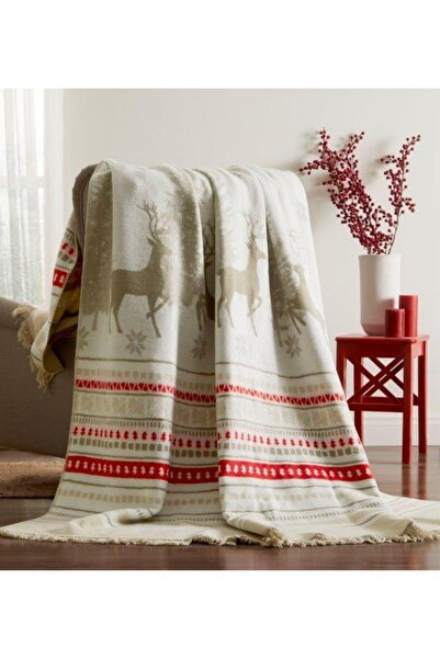 Özdilek بطانية شتوية من القطن لعيد الميلاد على شكل غزال مفرد