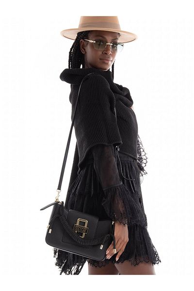 Versace Black Women's Shoulder Bag - Buckle and Adjustable Strap - 75Va4Br3Zs413-899