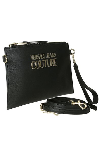 Versace Women's Logo Adjustable Strap Black Shoulder Bag 75VA4BLXZS467-899