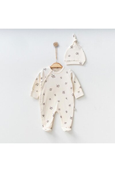 Little Baby Organik Pamuk Desenli Patikli Bebek Tulumu