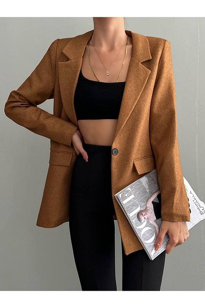 popibutik NEW SEASON WOOL EFFECT SINGLE BUTTON JACKET