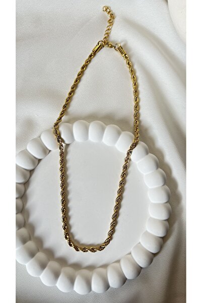 Ebru Atelier قلادة سلسلة من الفولاذ الإيطالي الملتوي