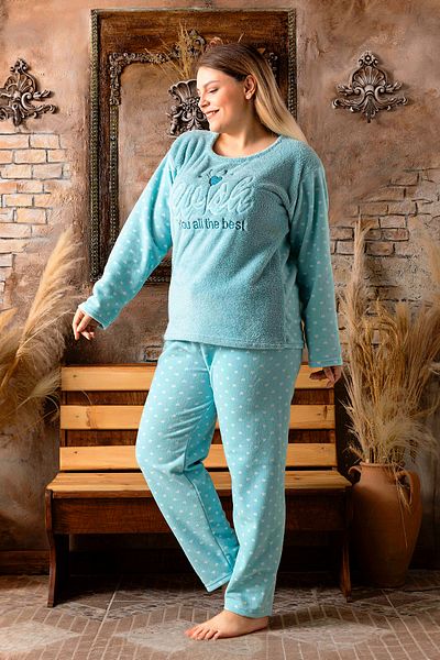 nisaNCa Plush Fleece Pajama Set - Winter Plus Size Women's Pajamas