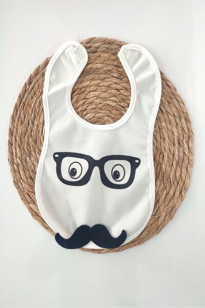 dubi baby gözlük desenli sıvı geçirmez arkası alezli bebek mama önlüğü (6-18 ay)