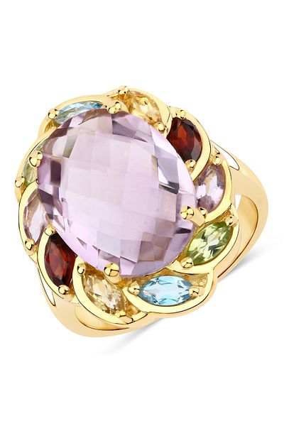 Rafaela Donata Edelsteinring Ring Sterling Silber gelbvergoldet Edelsteine multicolor