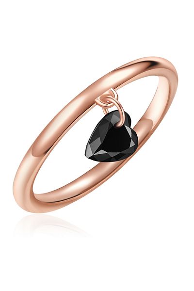 Glanzstücke München Silberring Ring Sterling Silber rosévergoldet Spinell schwarz
