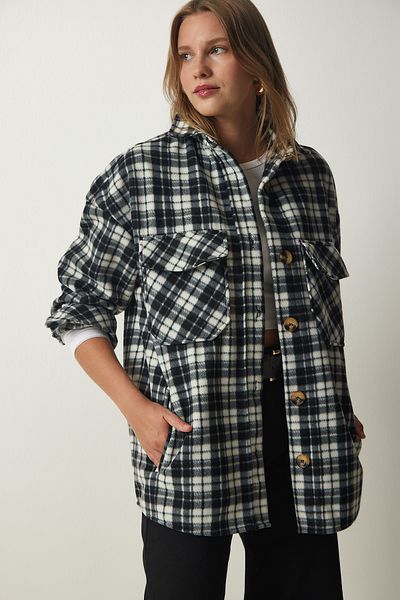 Happiness İstanbul Women's Smoked Lumberjack Fleece Shirt Jacket UB00122