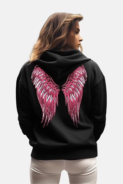 Trendyol Collection Черен дебел вътрешен полар с щампи отпред и отзад Oversize/широк плетен суичър TWOAW24SW00167