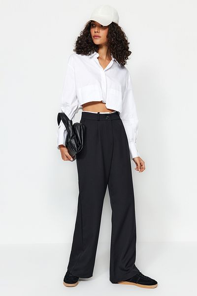 Trendyol Collection Black Belt Detailed Wide Leg Woven Trousers TWOAW24PL00341