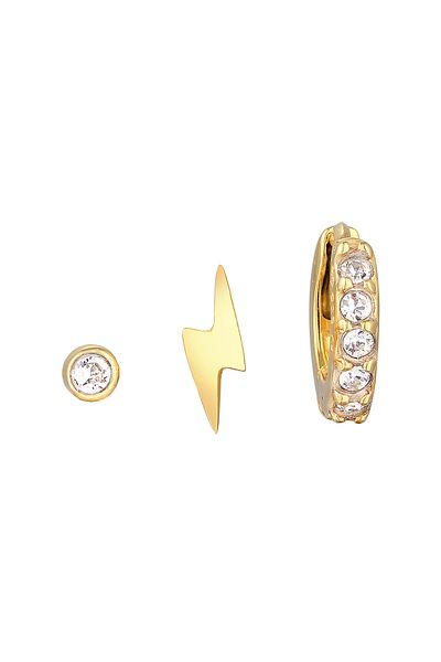 ELLI Ohrringe Kristalle Blitz Creole 3er Set 925 Silber