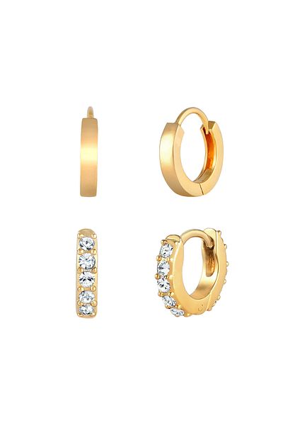 ELLI Ohrringe Creolen Glanz Kristal Set 925 Gümüş