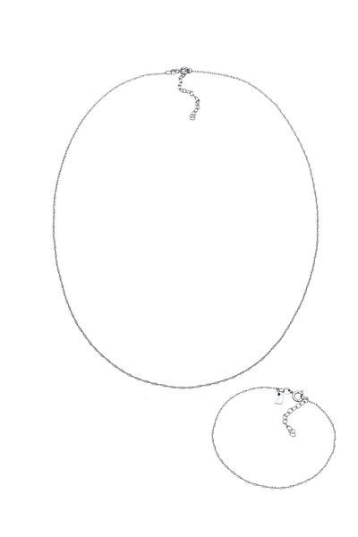 KUZZOI Schmuckset Basic Gliederkette Gedreht 925 Silber
