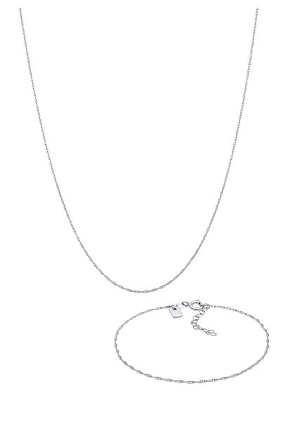 KUZZOI Schmuckset Basic Gliederkette Gedreht 925 Silber